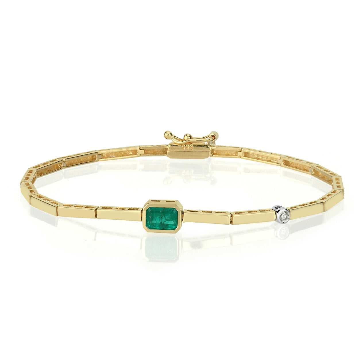 Gold Bar Emerald Bracelet