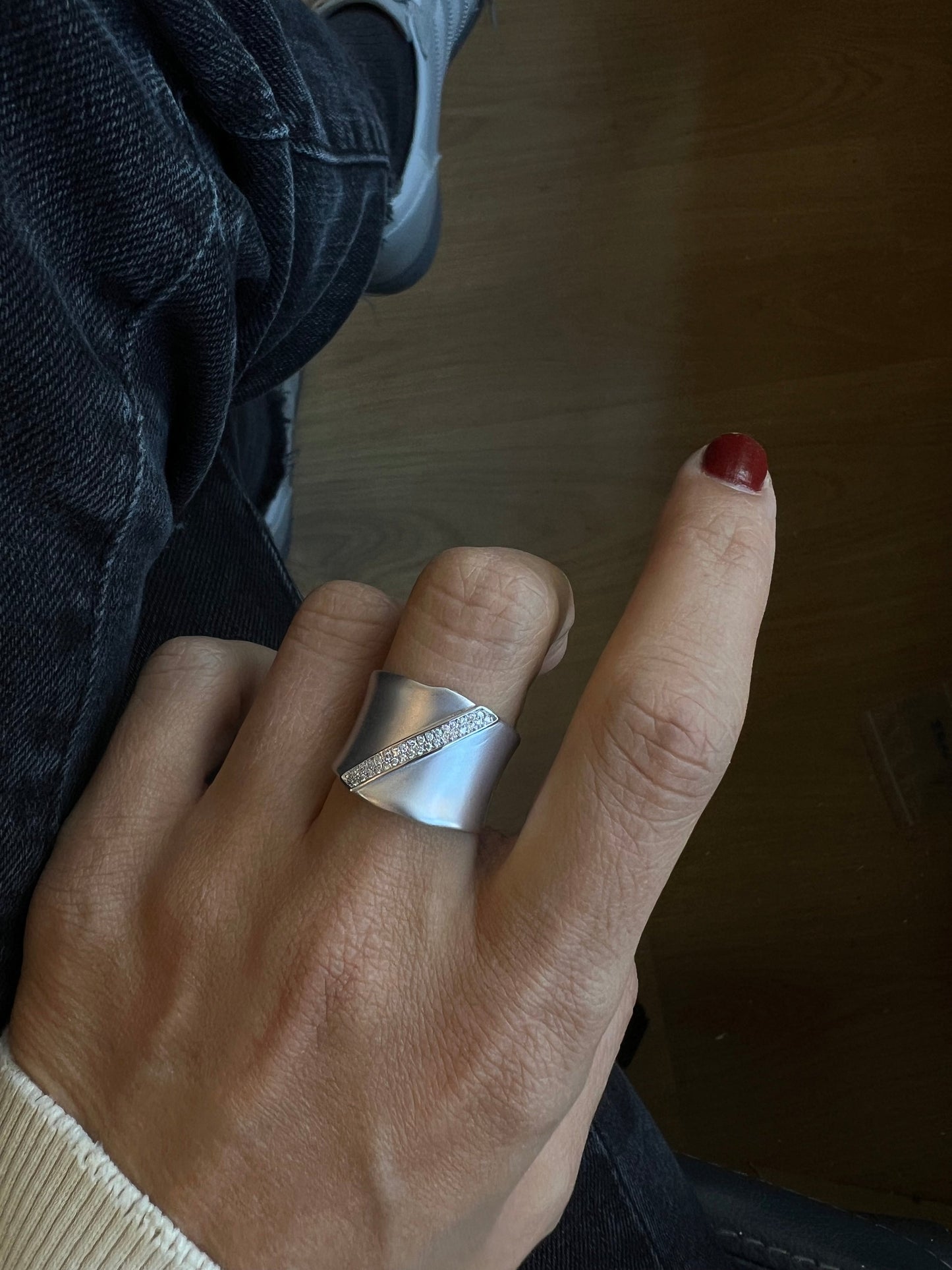 Wide Band Diamond Ring