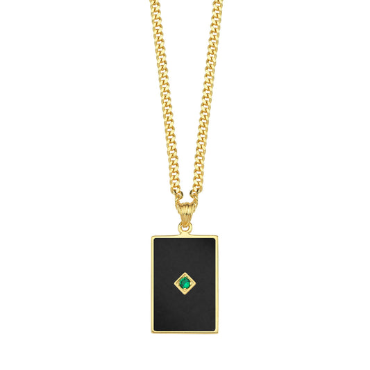 One Stone Enameled Kolye Ucu