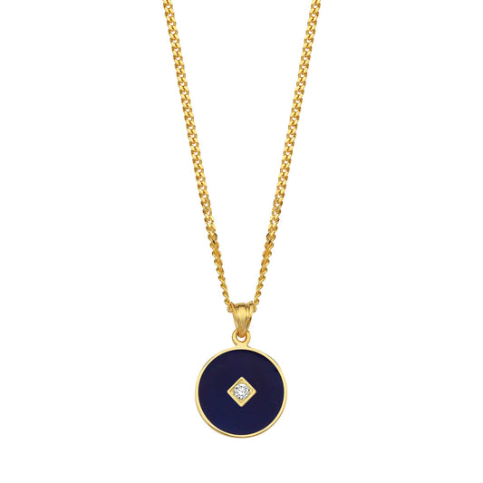 One Stone Enamelled Pendant