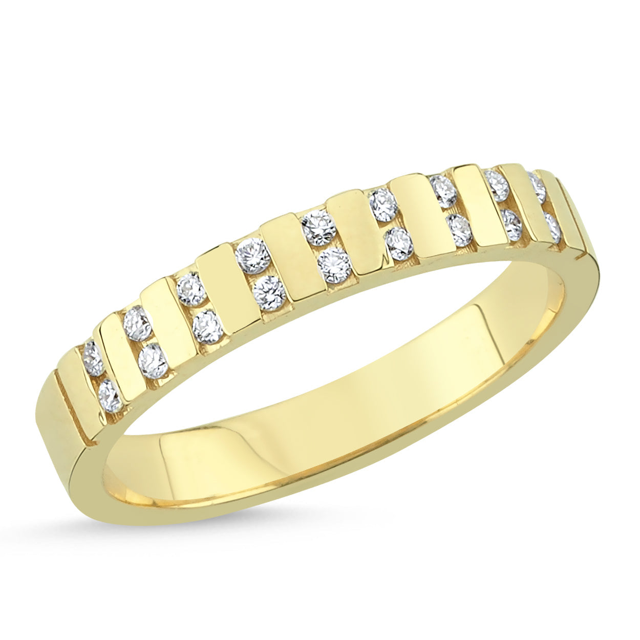 Double Row Half Round Diamond Ring
