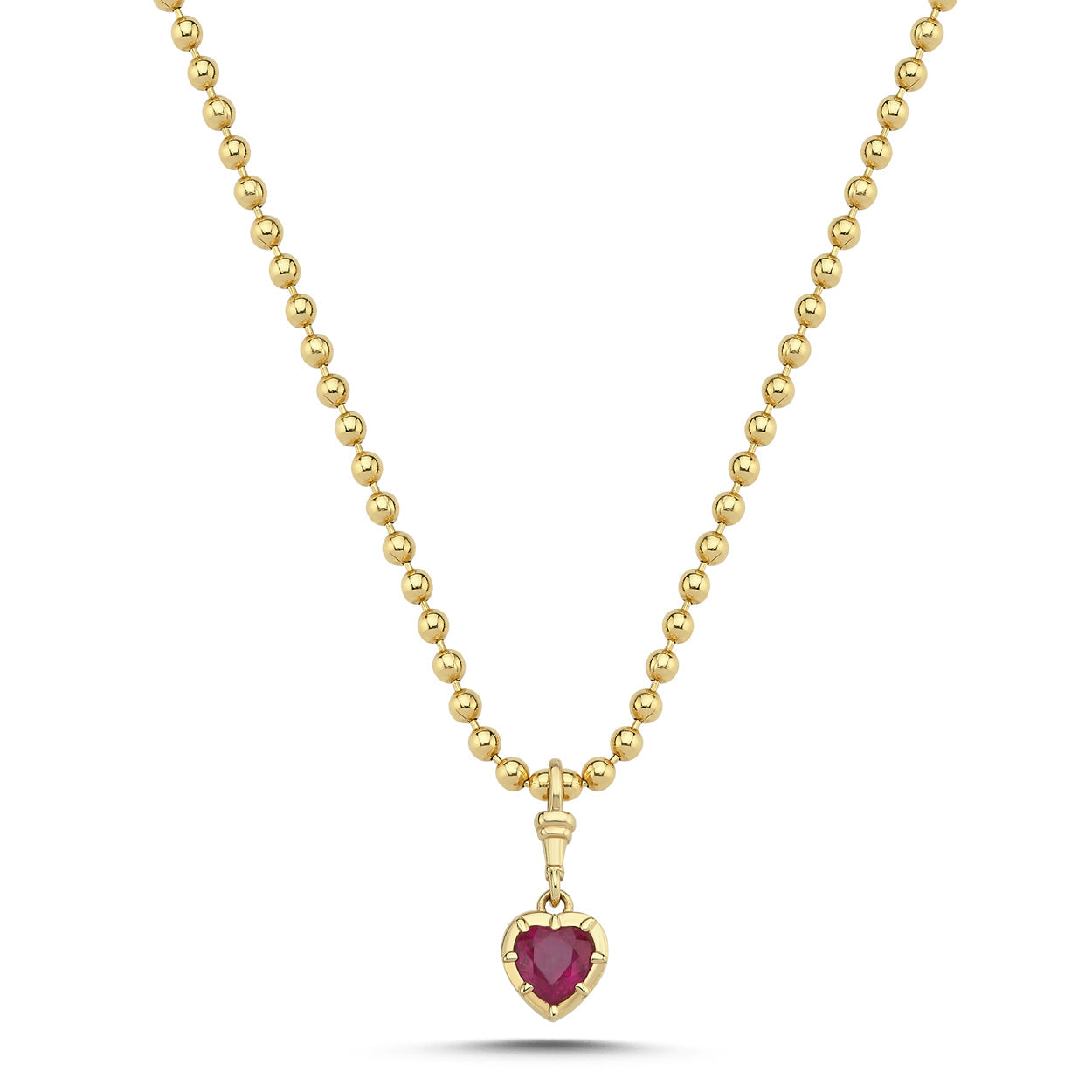Heart Ruby Necklace Ball Chain