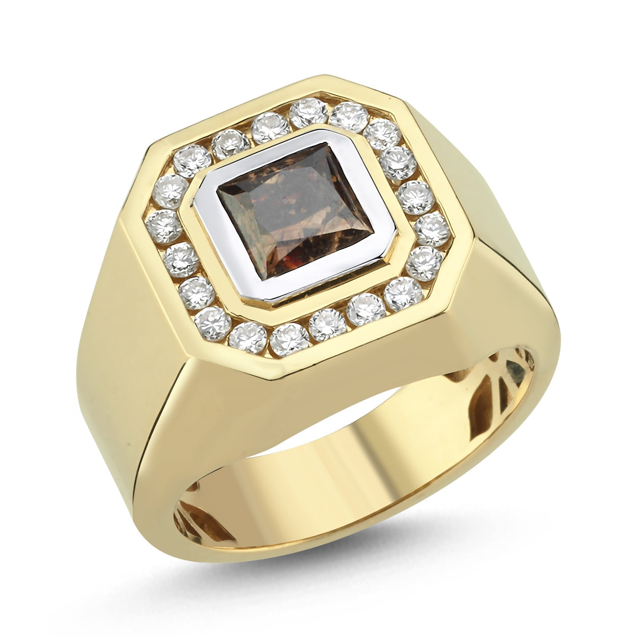 Cognac Diamond Vintage Gold Ring