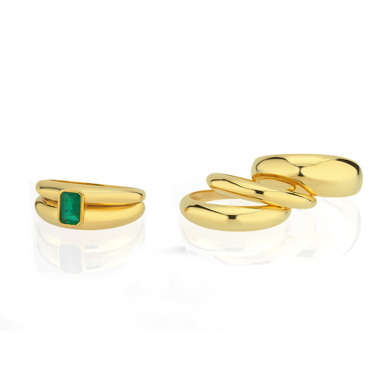 Double Dome Double Bombe Emerald Ring