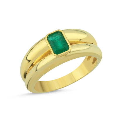 Double Dome Double Bombe Emerald Ring