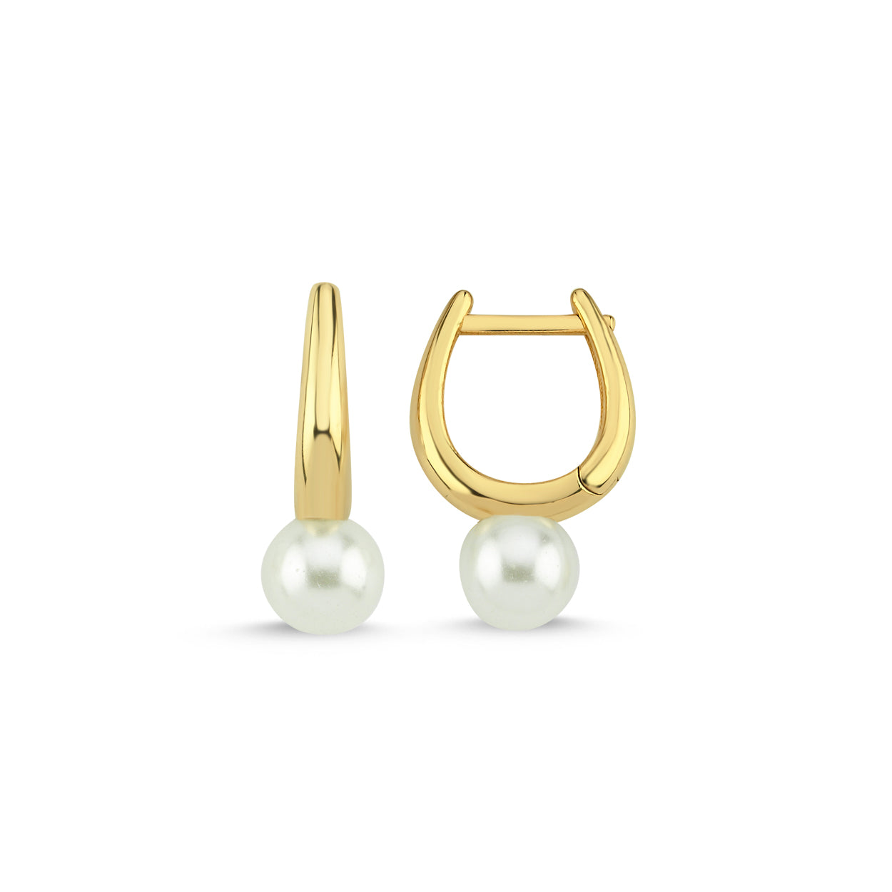 Phi Oval Altın İnci Küpe 6mm