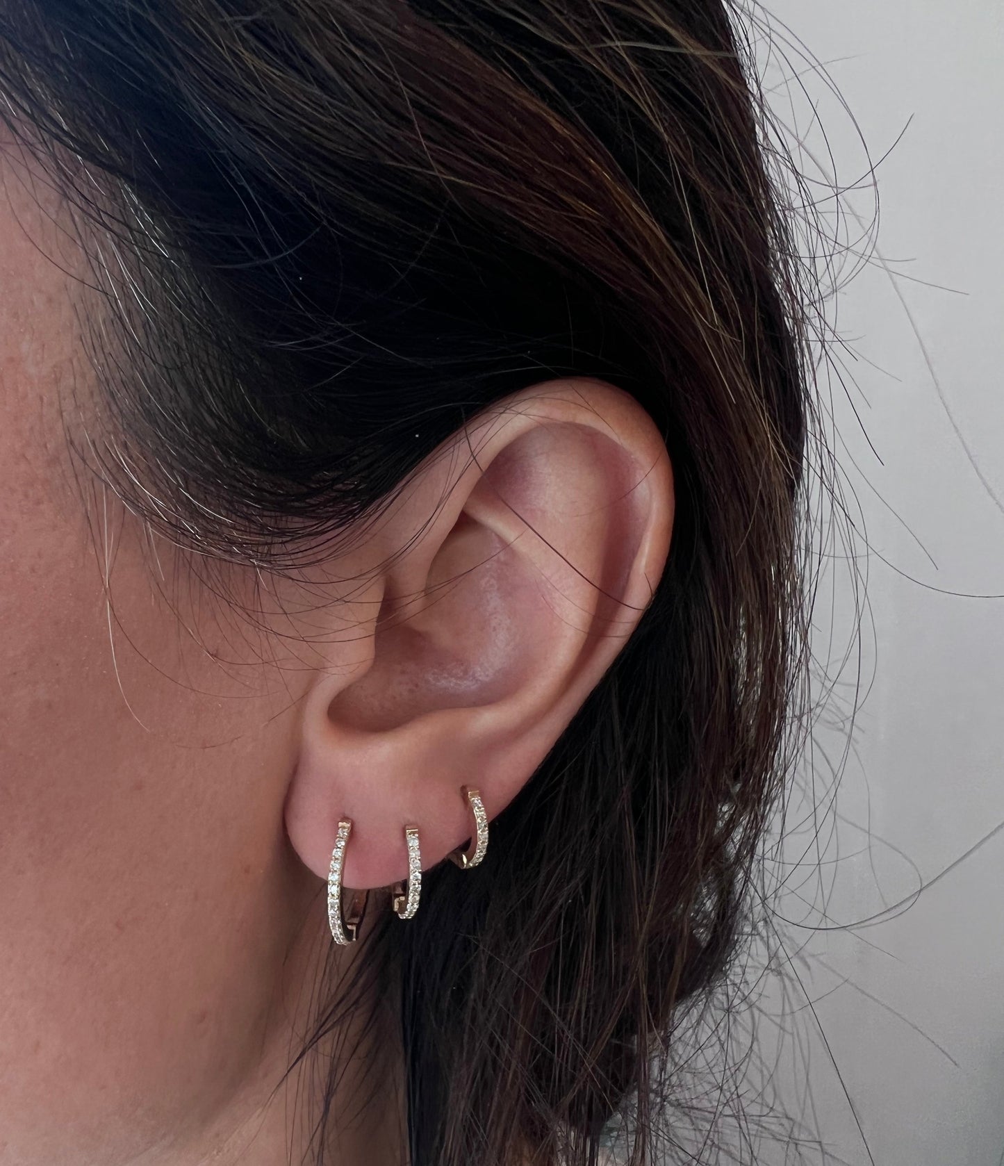 Phi Midi Diamond Hoop Earrings