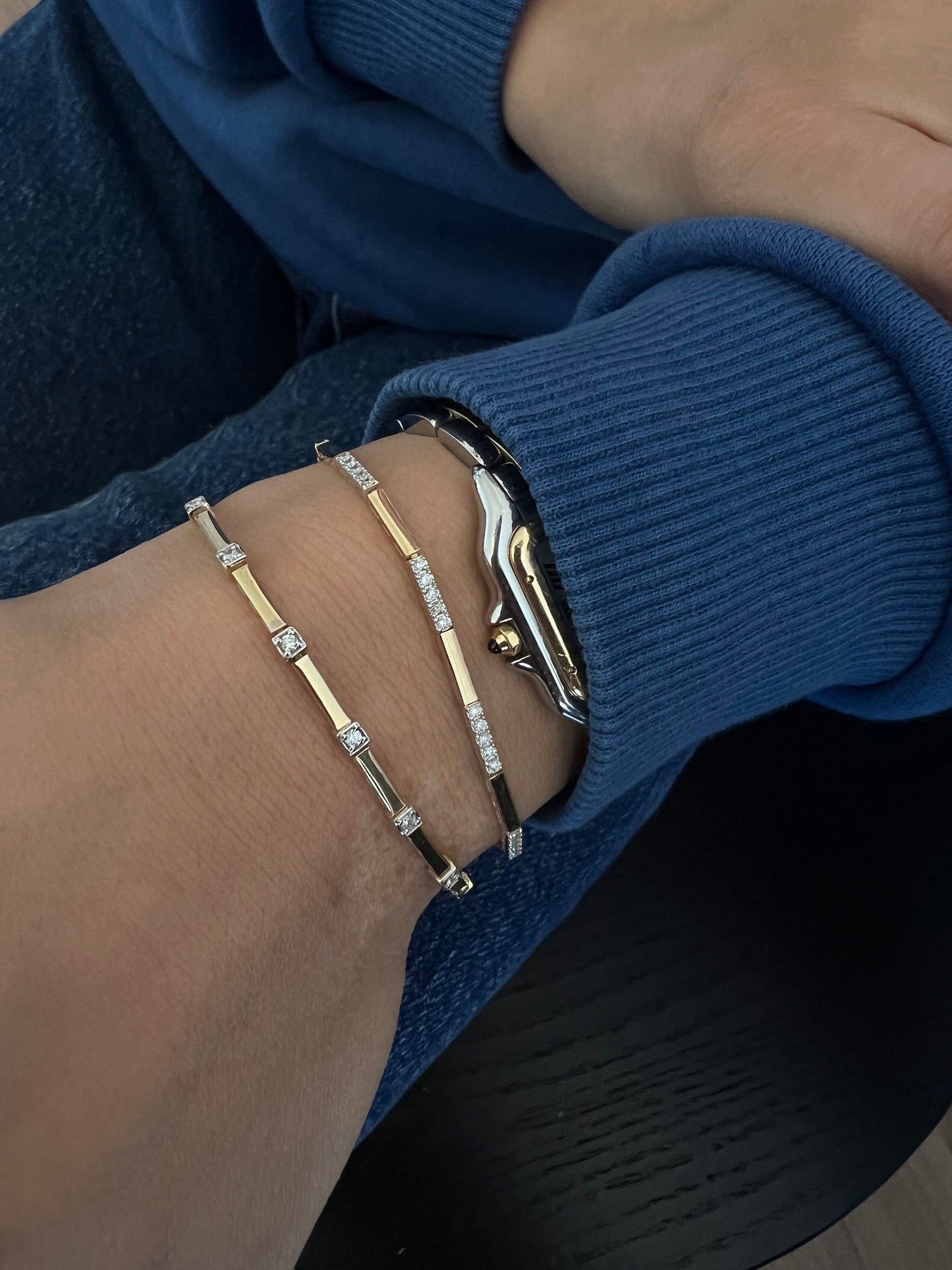 Gold Bar Diamond Waterway Bracelet