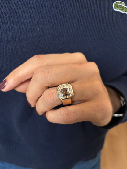 Cognac Diamond Vintage Gold Ring
