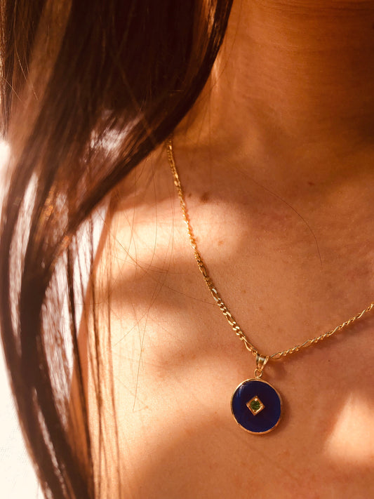 One Stone Enameled Kolye Ucu