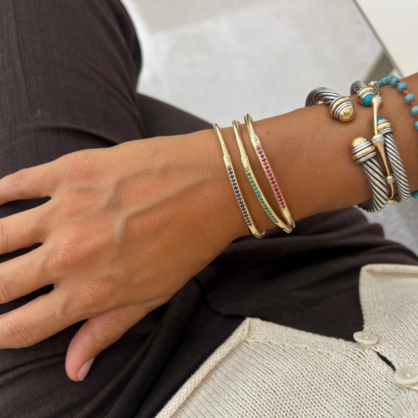 Rounded Omega Chain Emerald