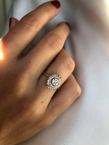 0.70 Carat Diamond Art Deco Ring