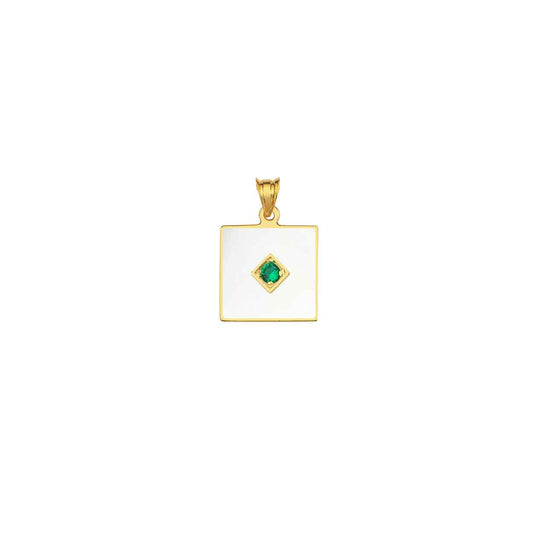 One Stone Enameled Kolye Ucu