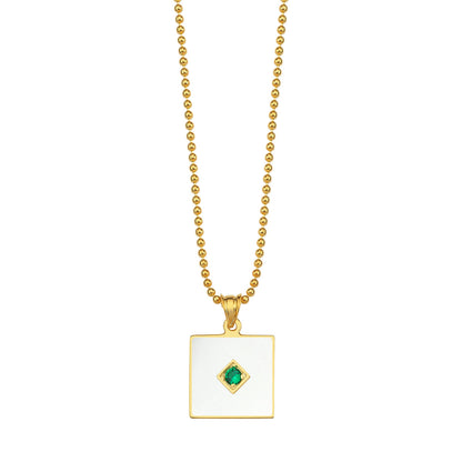 One Stone Enameled Kolye Ucu