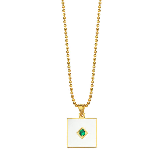 One Stone Enameled Kolye Ucu