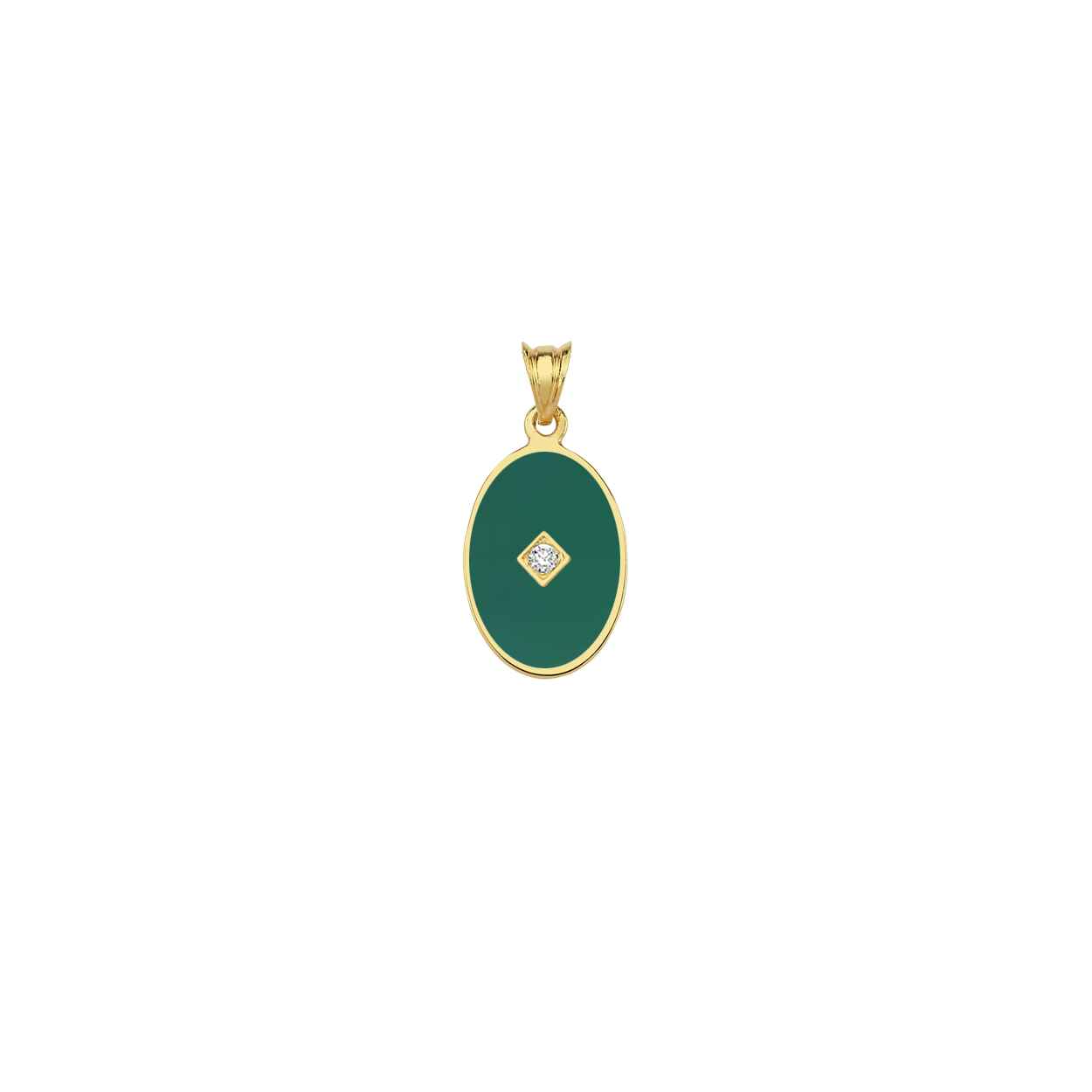 One Stone Enamelled Pendant