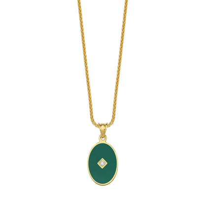 One Stone Enamelled Pendant