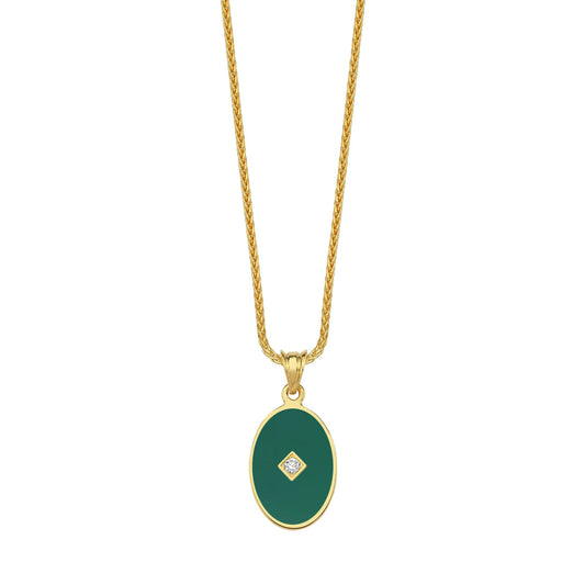 One Stone Enameled Kolye Ucu