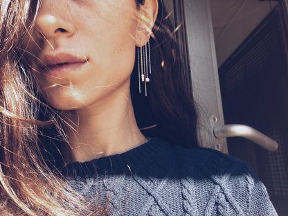 Spaghetti 3 Stone Earrings