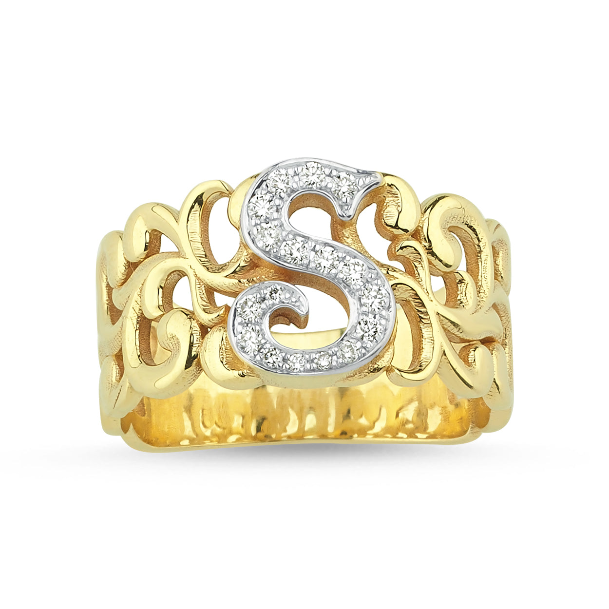Vintage Gold Diamond Letter Ring
