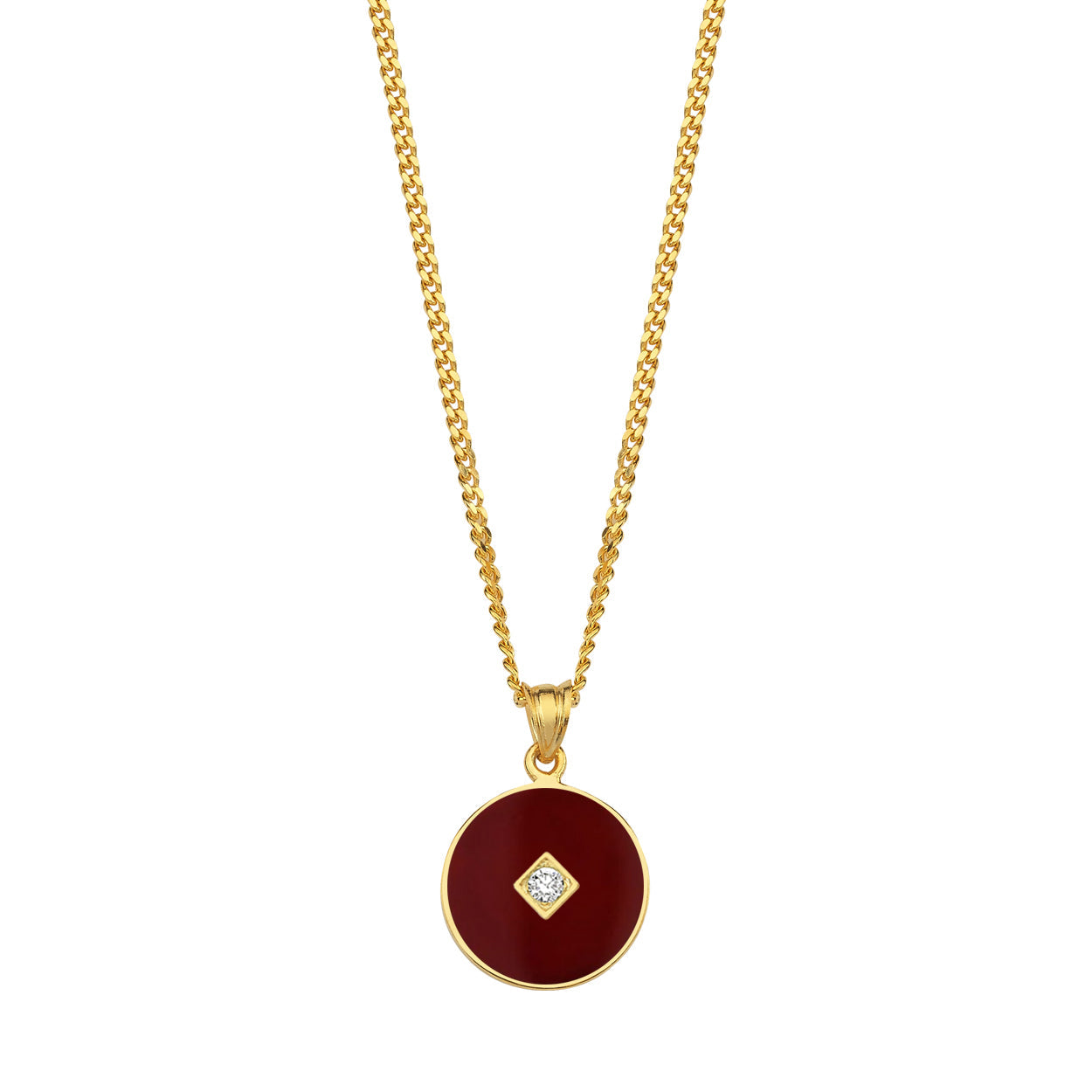 One Stone Enamelled Pendant