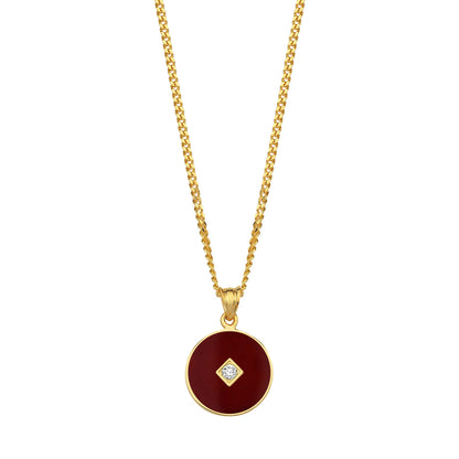 One Stone Enamelled Pendant