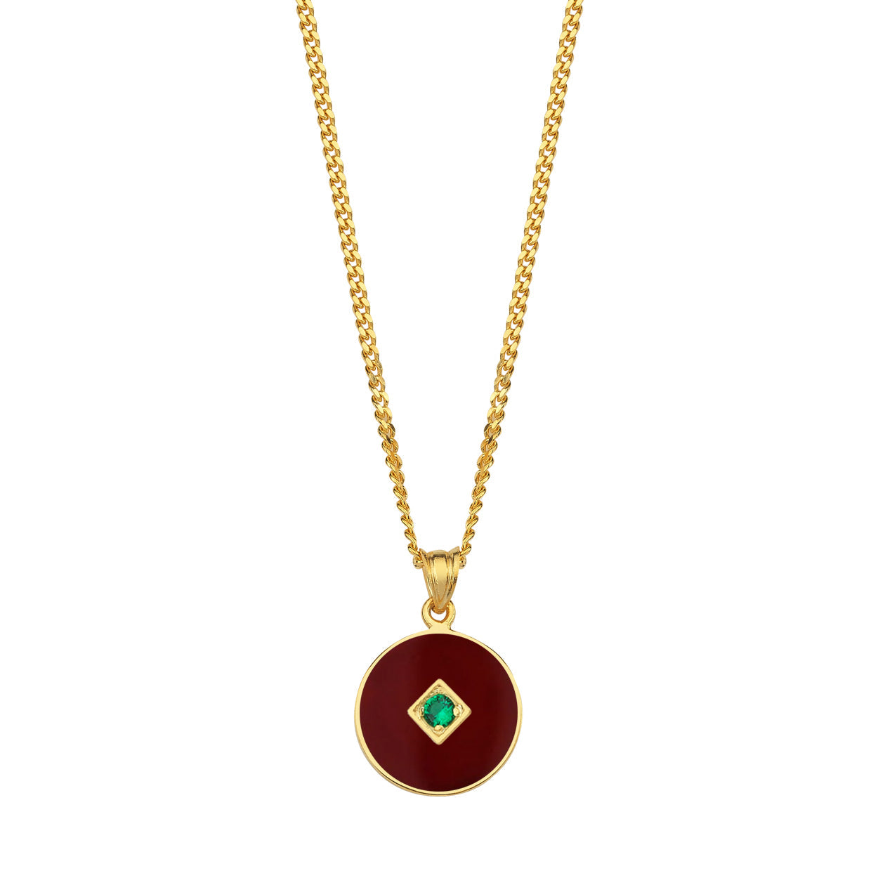 One Stone Enamelled Pendant