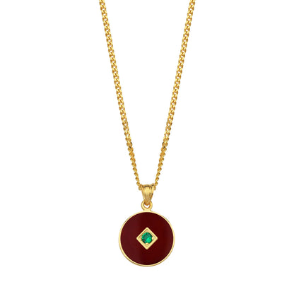 One Stone Enamelled Pendant