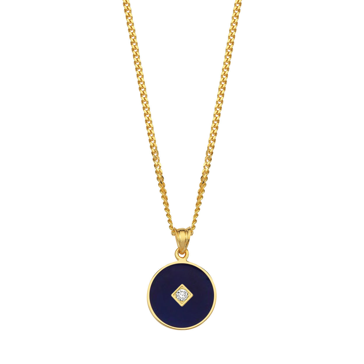 One Stone Enamelled Pendant