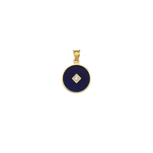 One Stone Enameled Kolye Ucu