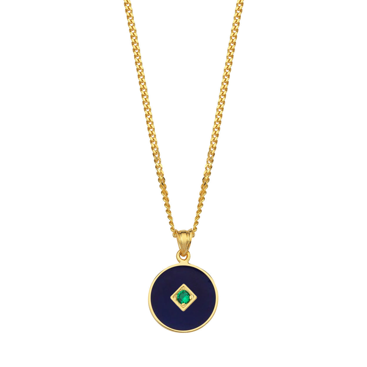 One Stone Enamelled Pendant