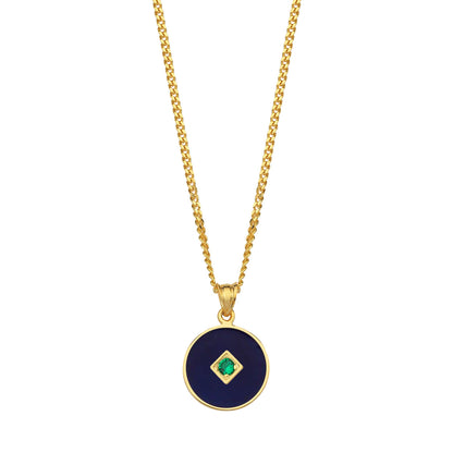 One Stone Enamelled Pendant