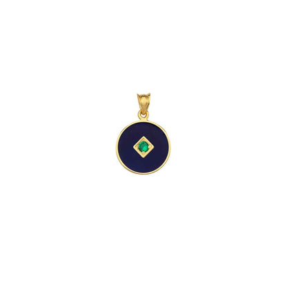 One Stone Enamelled Pendant