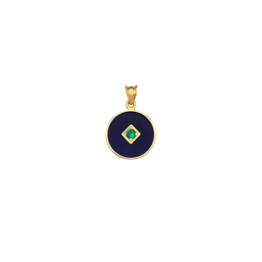 One Stone Enameled Kolye Ucu